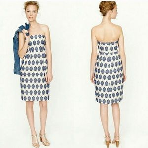 Jcrew blue embroidered filigree dress 0